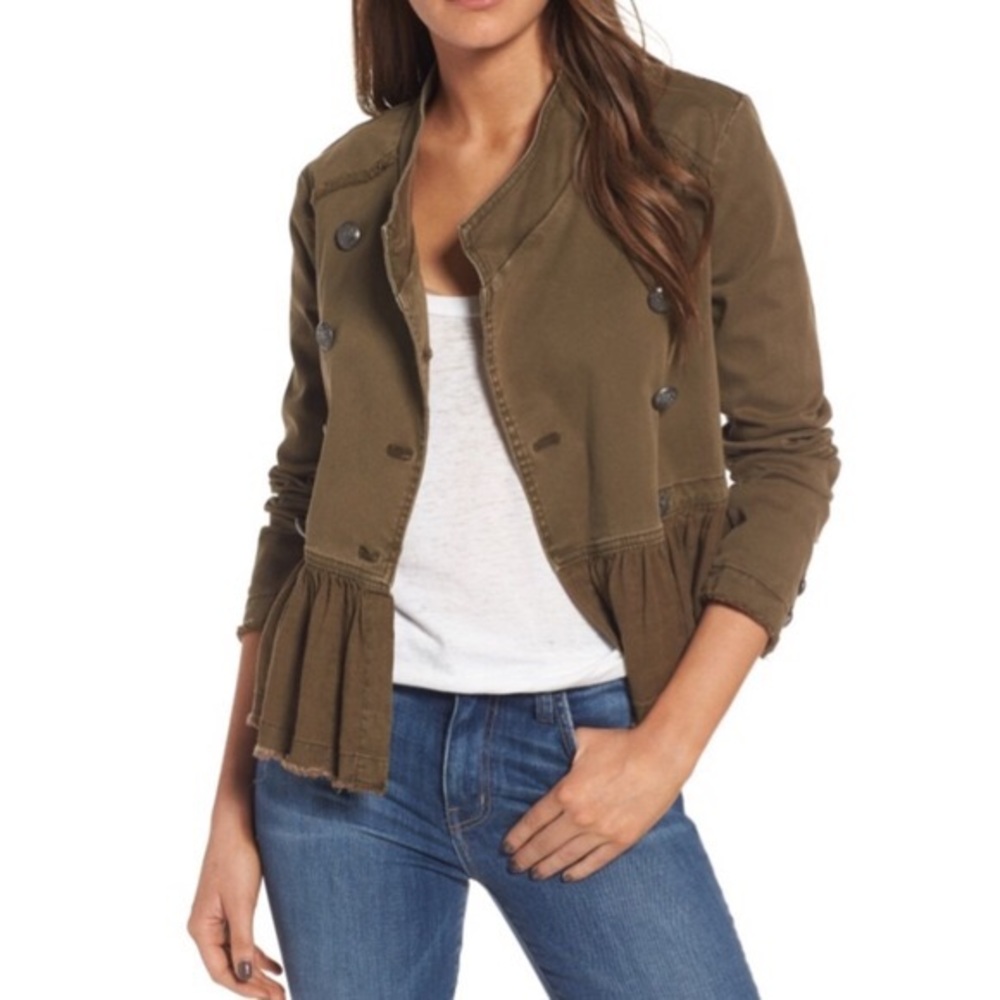 Free People ruffle-hem military jacket